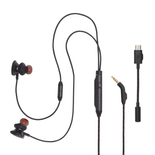 JBL Quantum 50C, kabelgebundenes In-Ear-USB-C-Gaming-Headset mit JBL QuantumSURROUND Sound, Multi-Plattform-Kompatibilität, sprachfokussiertem Mikrofon, Lautstärke-Slider und Stummschaltung, Schwarz Bild 6