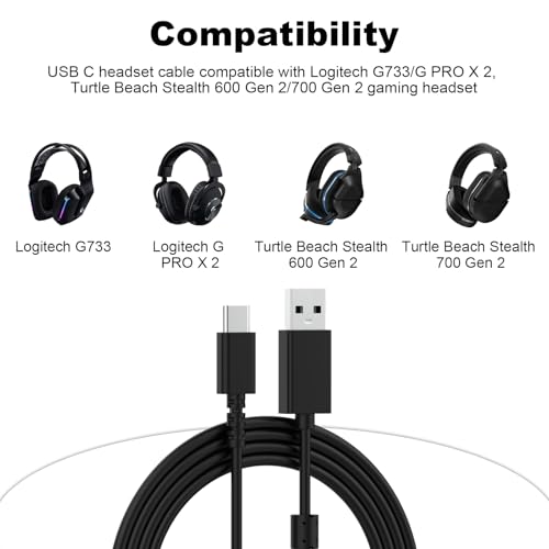 Zosvoses Typ C Ladekabel kompatibel mit Logitech G733, G435 Headset, G502 X, G502 X Plus, G PRO X Superlight 2, MX Anywhere 3, MX Vertical, MX Master 3 Maus, MX Keys, MX Keys S Tastatur, 1,8 m Bild 2