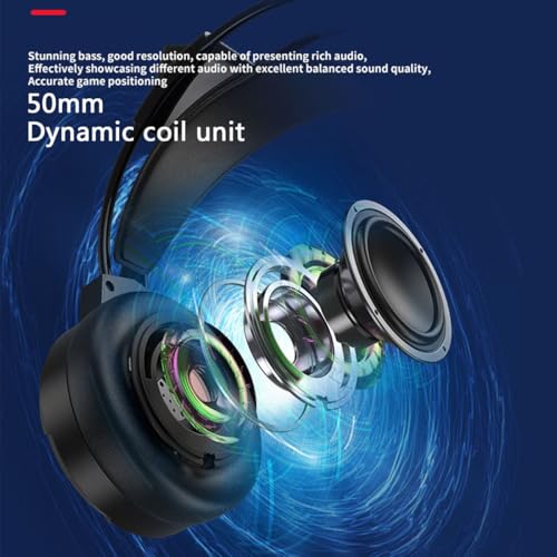 Gaming-Kopfhörer mit Mikrofon, süßes RGB-Kabel-Headset mit Mikrofon mit Geräuschunterdrückung, Over-Ear-Ohrhörer mit Katzenohren für Gamer/PC/Streamer/Cosplay (Schwarz) Bild 5