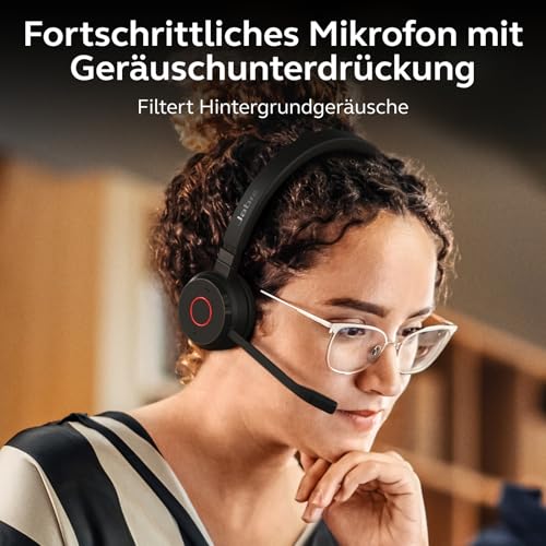 Jabra Evolve 65 TE (3. Ausgabe 2025) Kabelloses Bluetooth-Stereo-Headset mit Geräuschunterdr.-Mikrofon, verbindet 2 Geräte, 16h Akkulaufzeit, USB-A-Adapter, MS Teams-Zertifiziert, Schwarz Bild 3