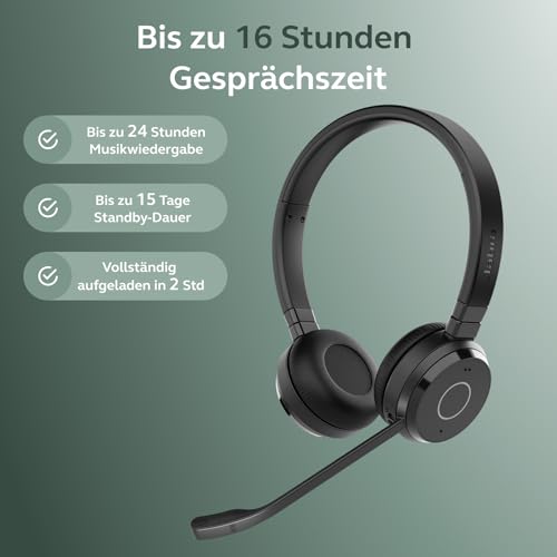Jabra Evolve 65 TE (3. Ausgabe 2025) Kabelloses Bluetooth-Stereo-Headset mit Geräuschunterdr.-Mikrofon, verbindet 2 Geräte, 16h Akkulaufzeit, USB-A-Adapter, MS Teams-Zertifiziert, Schwarz Bild 5
