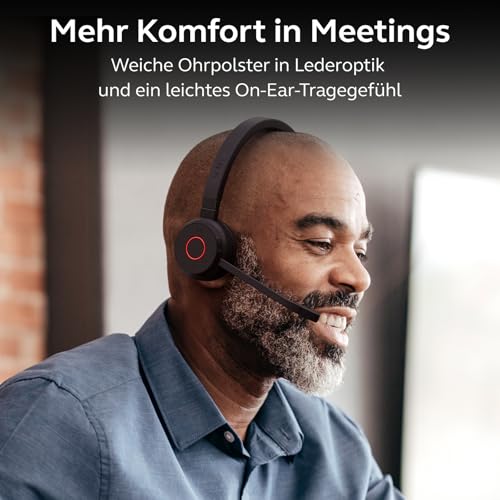 Jabra Evolve 65 TE (3. Ausgabe 2025) Kabelloses Bluetooth-Stereo-Headset mit Geräuschunterdr.-Mikrofon, verbindet 2 Geräte, 16h Akkulaufzeit, USB-A-Adapter, MS Teams-Zertifiziert, Schwarz Bild 6