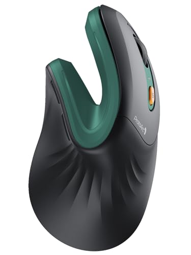 ProtoArc EM11 NL Ergonomische Vertikale Maus, Kabellos Aufladbar Mouse mit 3 Gerät (Bluetooth+Bluetooth+USB), Vertikal Funkmaus für Computer, iPad, Mac, Windows - Schwarz Grün Bild 1
