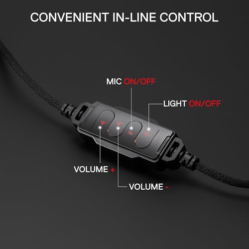 Redragon H312 Kabelgebundenes Gaming-Headset, 7.1 Surround Sound, 50-mm-Treiber, Ohrpolster aus PU-Lederschaum, abnehmbares Mikrofon, Over-Ear-Kopfhörer funktioniert für Mobilgeräte, PC/PS3/PS4/PS5 Bild 5