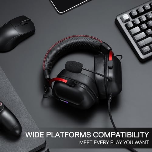 Redragon H312 Kabelgebundenes Gaming-Headset, 7.1 Surround Sound, 50-mm-Treiber, Ohrpolster aus PU-Lederschaum, abnehmbares Mikrofon, Over-Ear-Kopfhörer funktioniert für Mobilgeräte, PC/PS3/PS4/PS5 Bild 7