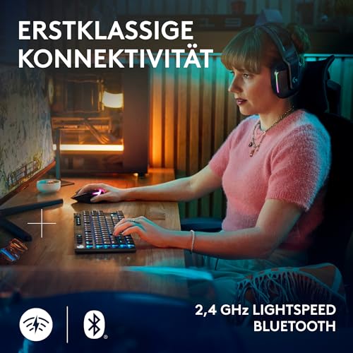 Logitech G G915 X LIGHTSPEED TKL - flache kabellose Gaming-Tastatur mit Double-Shot-PBT-Tastenkappen, DEU QWERTZ-Layout, Logitech G733 LIGHT SPEED wireless gaming headset with headband, LIGHTSYNC RGB Bild 2