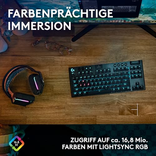 Logitech G G915 X LIGHTSPEED TKL - flache kabellose Gaming-Tastatur mit Double-Shot-PBT-Tastenkappen, DEU QWERTZ-Layout, Logitech G733 LIGHT SPEED wireless gaming headset with headband, LIGHTSYNC RGB Bild 3