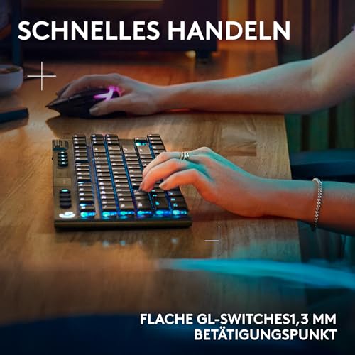 Logitech G G915 X LIGHTSPEED TKL - flache kabellose Gaming-Tastatur mit Double-Shot-PBT-Tastenkappen, DEU QWERTZ-Layout, Logitech G733 LIGHT SPEED wireless gaming headset with headband, LIGHTSYNC RGB Bild 5