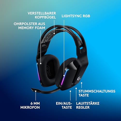 Logitech G G915 X LIGHTSPEED TKL - flache kabellose Gaming-Tastatur mit Double-Shot-PBT-Tastenkappen, DEU QWERTZ-Layout, Logitech G733 LIGHT SPEED wireless gaming headset with headband, LIGHTSYNC RGB Bild 7