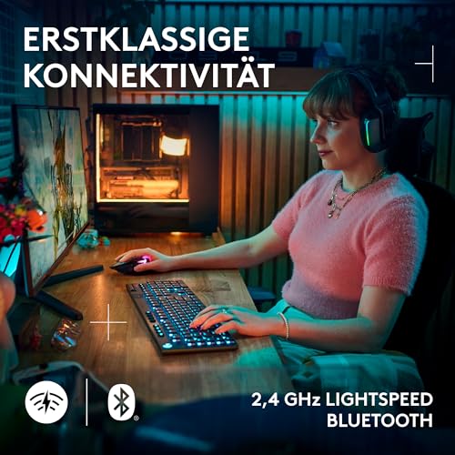 Logitech G G915 X LIGHTSPEED Low-Profile-Kabellose Gaming-Tastatur, Double-Shot-PBT-Tastenkappen, GL Brown-Tactile, PC/Mac, DEU QWERTZ & G502 X PLUS LIGHTSPEED Kabellose RGB-Gaming-Maus - Schwarz Bild 2
