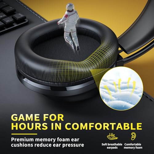 Tatybo Gaming-Headset für PS5, PS4, Xbox Series X/S, kabelgebundene Gaming-Kopfhörer für Switch, Xbox One, PC, Stereo, Surround-Sound, Geräuschunterdrückung, Mikrofon, LED-Leuchten Bild 6