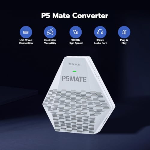 Besavior P5 Mate USB Adapter für PS5/PS5 Slim, PS5 Gaming Konverter Zubehör unterstützt Mehrspieler-Spiele, geringe Latenz, unterstützt mehrere Controller/Peripheriegeräte/Headsets/Mikrofone Bild 2
