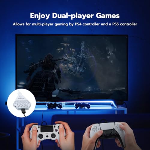 Besavior P5 Mate USB Adapter für PS5/PS5 Slim, PS5 Gaming Konverter Zubehör unterstützt Mehrspieler-Spiele, geringe Latenz, unterstützt mehrere Controller/Peripheriegeräte/Headsets/Mikrofone Bild 6