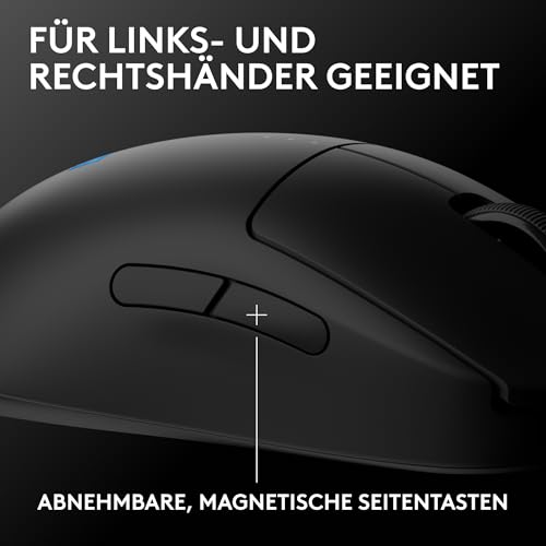 Logitech G PRO 2 Lightspeed kabellose Gaming-Maus Rechts-oder Linkshänder, mit bis zu 4 anpassbaren, umschaltbaren magnetischen Seitentasten, 44K-DPI-Sensor und USB-C-Ladefunktion, PC/Mac - Schwarz Bild 2