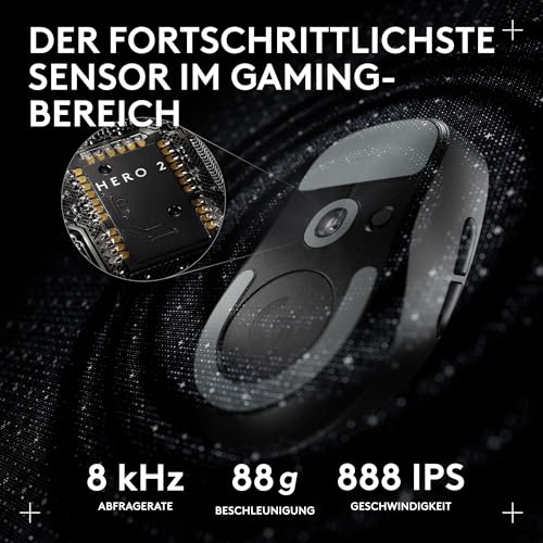 Logitech G PRO X SUPERLIGHT 2 DEX LIGHTSPEED kabellose Gaming-Maus, West Europa Verpackung, 60 g leichte, 8K Polling, 44k-DPI-Senso, USB-C, PC/Mac - Schwarz Bild 4