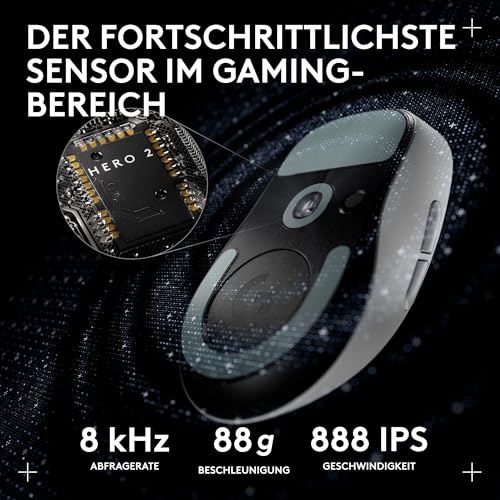 Logitech G PRO X SUPERLIGHT 2 DEX LIGHTSPEED kabellose Gaming-Maus, West Europa Verpackung, 60 g leichte, 8K Polling, 44k-DPI-Senso, USB-C, PC/Mac - Weiss Bild 4