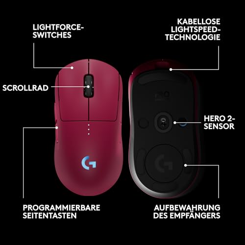 Logitech G PRO 2 Lightspeed kabellose Gaming-Maus für Rechts- oder Linkshänder, mit bis zu 4 anpassbaren, umschaltbaren magnetischen Seitentasten, 44K-DPI-Sensor und USB-C-Ladefunktion, PC/Mac - Rosa Bild 6