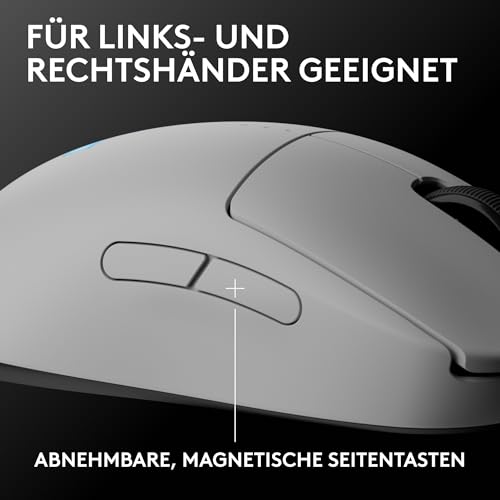 Logitech G PRO 2 LIGHTSPEED kabellose Gaming-Maus für Rechts- oder Linkshänder, mit bis zu 4 anpassbaren und umschaltbaren magnetischen Seitentasten, 44K-DPI-Sensor, USB-C-Ladefunktion – PC/Mac - Weiß Bild 3