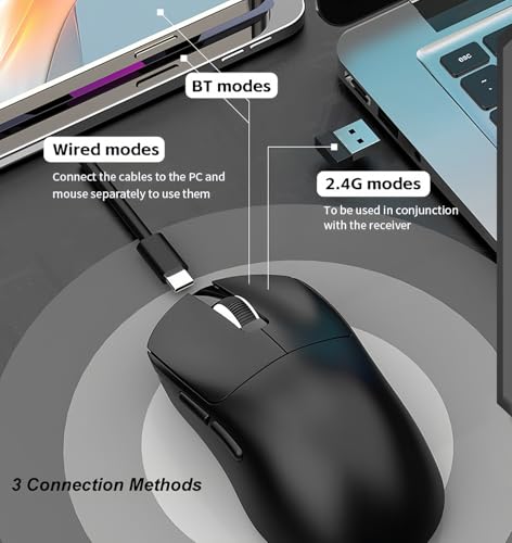Kabellose Gaming-Maus mit 12000 DPI Einstellbare PU Aufkleber PAW-3311 Sensor 2.4G Tri-Mode Leichtgewicht Wiederaufladbar Langlebig für Laptop Computer Büro Zuhause Bild 3