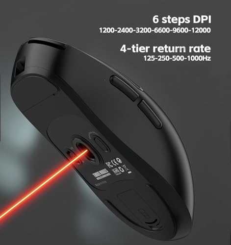 Kabellose Gaming-Maus mit 12000 DPI Einstellbare PU Aufkleber PAW-3311 Sensor 2.4G Tri-Mode Leichtgewicht Wiederaufladbar Langlebig für Laptop Computer Büro Zuhause Bild 5