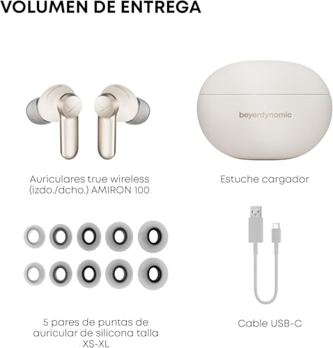 beyerdynamic AMIRON 100 True Wireless Kopfhörer mit aktiver Geräuschunterdrückung, 27 Stunden Akkulaufzeit, Transparenzmodus, Bluetooth® 5.3, kompaktes Design in Creme Bild 2