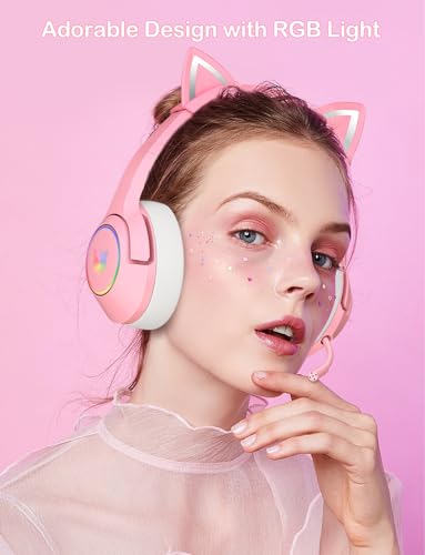 PHNIXGAM RGB Kopfhörer Ständer mit 3.5mm AUX und 3 USB 2.0 Anschlüsse, Universeller Gaming-Headset Ständer Halter für Gamer Gaming PC Zubehör (Rosa Headset) Bild 2