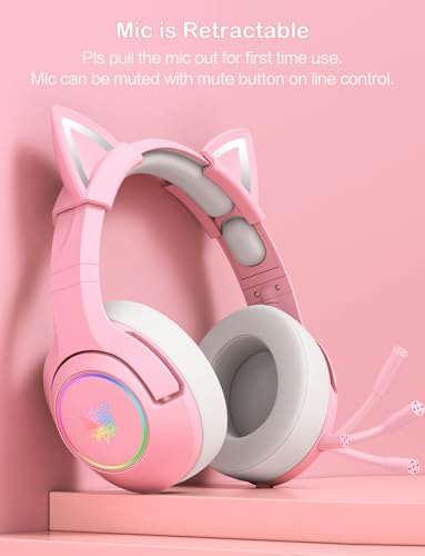 PHNIXGAM RGB Kopfhörer Ständer mit 3.5mm AUX und 3 USB 2.0 Anschlüsse, Universeller Gaming-Headset Ständer Halter für Gamer Gaming PC Zubehör (Rosa Headset) Bild 4