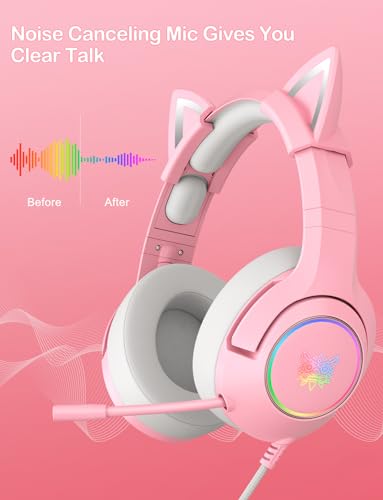PHNIXGAM RGB Kopfhörer Ständer mit 3.5mm AUX und 3 USB 2.0 Anschlüsse, Universeller Gaming-Headset Ständer Halter für Gamer Gaming PC Zubehör (Rosa Headset) Bild 5