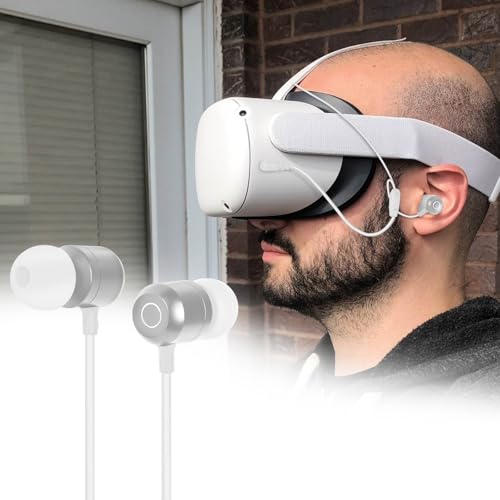 GEEKRIA VR In Ear Kopfhörer Kompatibel mit Meta Quest 3/Quest 2/Pico Neo 3/HTC Vive, Kurze Ohrhörer mit S/M/L Größe Ohrstöpsel, 3,5 mm Aux 360 Grad Sound Ohrhörer für Gaming Headset (Weiß) Bild 6