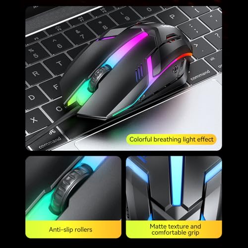 Gaming-Tastatur-Maus-Headset-Kombination mit Mauspad, kabelgebunden, farbenfrohe Hintergrundbeleuchtung, hohe Bewegungsgeschwindigkeit, Maus 1000, Gaming-Headset mit Mikrofon Bild 6