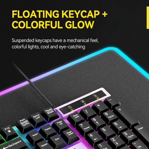 Gaming-Tastatur-Maus-Headset-Kombination mit Mauspad, kabelgebunden, farbenfrohe Hintergrundbeleuchtung, hohe Bewegungsgeschwindigkeit, Maus 1000, Gaming-Headset mit Mikrofon Bild 7
