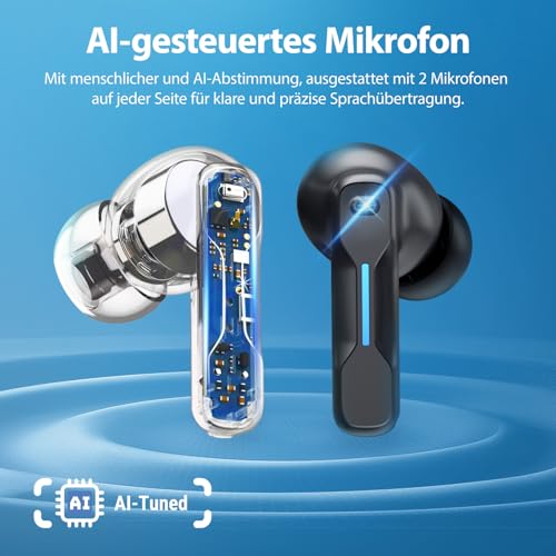 Middle Rabbit SW5 Gaming In-Ear Kopfhörer kabellos mit 2.4GHz USB Dongle & Bluetooth 5.4, 20ms Ultra Low Latency, KI-Mikrofon, Dual-Mode Headset, Kompatibel mit PC PS5 PS4 Switch VR Desktop Handy Bild 4