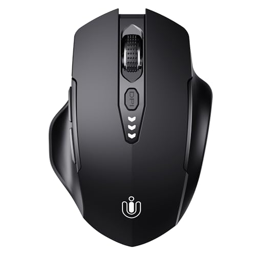Uineer Bluetooth Maus, aktualisiert Maus kabellos Tri-Modus (BT 5.0/4.0+2,4 GHz), sichtbare Batteriestufe, ergonomische Computer Maus, 4 einstellbare DPI, funkmaus für Laptop und PC, schwarz Bild 1