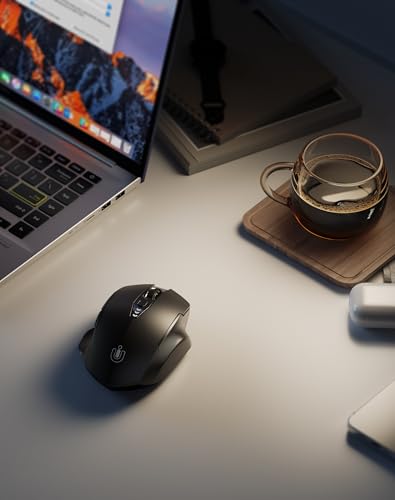 Uineer Bluetooth Maus, aktualisiert Maus kabellos Tri-Modus (BT 5.0/4.0+2,4 GHz), sichtbare Batteriestufe, ergonomische Computer Maus, 4 einstellbare DPI, funkmaus für Laptop und PC, schwarz Bild 6