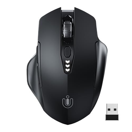 Uineer kabellose Maus, [Verbessert] Mit visueller Batterieanzeige, 2.4G USB Ergonomische Maus kabellos, 4 einstellbare DPI-Stufen,PC Mouse für Büro- oder Gaming,Mattschwarz Bild 1