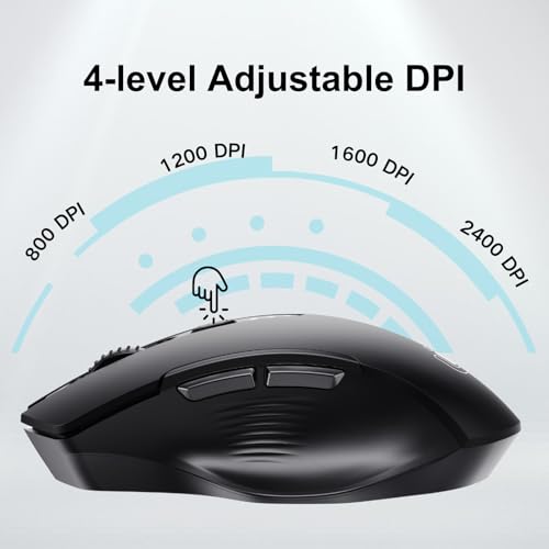 Uineer kabellose Maus, [Verbessert] Mit visueller Batterieanzeige, 2.4G USB Ergonomische Maus kabellos, 4 einstellbare DPI-Stufen,PC Mouse für Büro- oder Gaming,Mattschwarz Bild 3