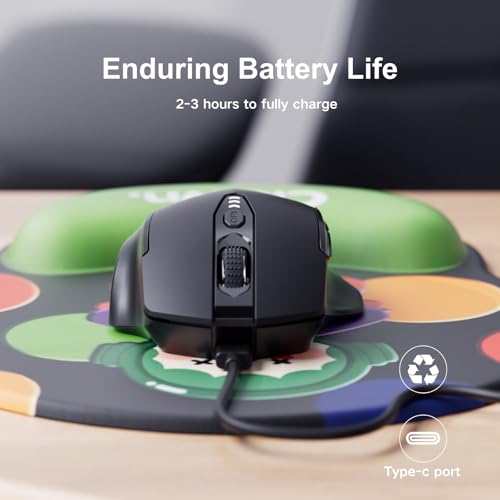 Uineer kabellose Maus, [Verbessert] Mit visueller Batterieanzeige, 2.4G USB Ergonomische Maus kabellos, 4 einstellbare DPI-Stufen,PC Mouse für Büro- oder Gaming,Mattschwarz Bild 4