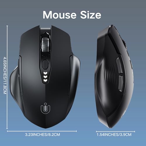 Uineer kabellose Maus, [Verbessert] Mit visueller Batterieanzeige, 2.4G USB Ergonomische Maus kabellos, 4 einstellbare DPI-Stufen,PC Mouse für Büro- oder Gaming,Mattschwarz Bild 5