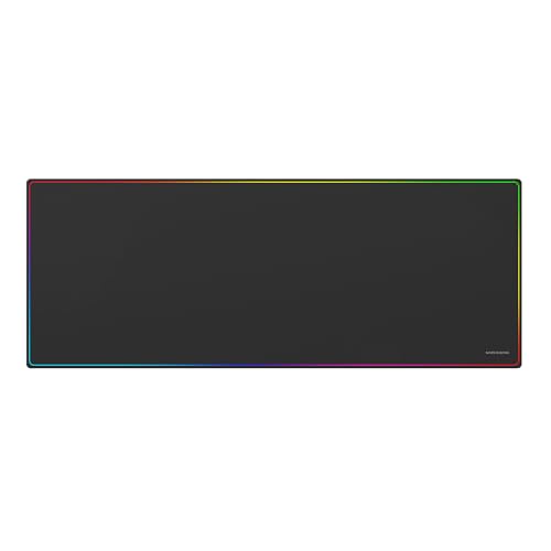 Mars Gaming MMP224, XXL-Gaming-Mauspad 880x330mm, Regenbogen-Randdesign, rutschfeste Naturkautschuk-Basis, hochpräzise Nanotextil-Oberfläche, Flexibles Mauspad, Schwarz Bild 1