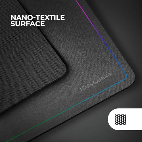Mars Gaming MMP224, XXL-Gaming-Mauspad 880x330mm, Regenbogen-Randdesign, rutschfeste Naturkautschuk-Basis, hochpräzise Nanotextil-Oberfläche, Flexibles Mauspad, Schwarz Bild 3