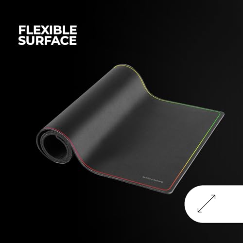 Mars Gaming MMP224, XXL-Gaming-Mauspad 880x330mm, Regenbogen-Randdesign, rutschfeste Naturkautschuk-Basis, hochpräzise Nanotextil-Oberfläche, Flexibles Mauspad, Schwarz Bild 5