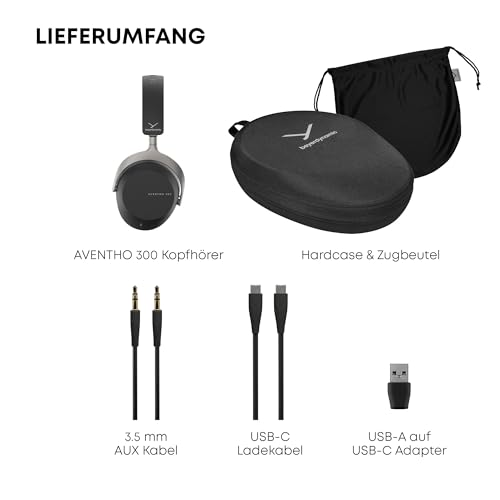 beyerdynamic AVENTHO 300 Wireless Over-Ear Kopfhörer mit aktiver Geräuschunterdrückung, 50 ST Akkulaufzeit, Bluetooth® 5.4, 3D-Audio, mit STELLAR.45, in schwarz - neues Update per App verfügbar Bild 3