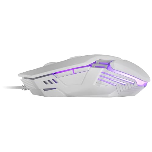 Mars Gaming MM024, RGB Gaming Maus, Sensor Optisch 4000 DPI, Mechanische Huano-Schalter, RGB Flow-Beleuchtung, On-the-fly 1200 2400/3200/4000 DPI,Multiplattformkompatibilität,Weiß Bild 6