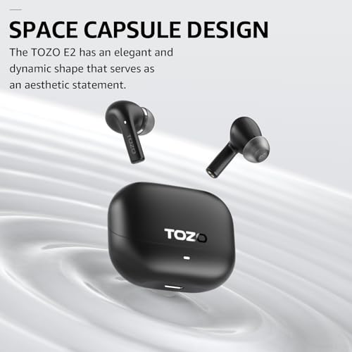 TOZO E2 Kopfhörer kabellos Bluetooth, 5.3 Bluetooth Kopfhörer, In Ear Kopfhörer mit APP Steuerung, 30 Std Tiefer Bass, 2 Mikrofone, Anruf Noise Cancelling Kopfhörer, Schwarz Bild 2