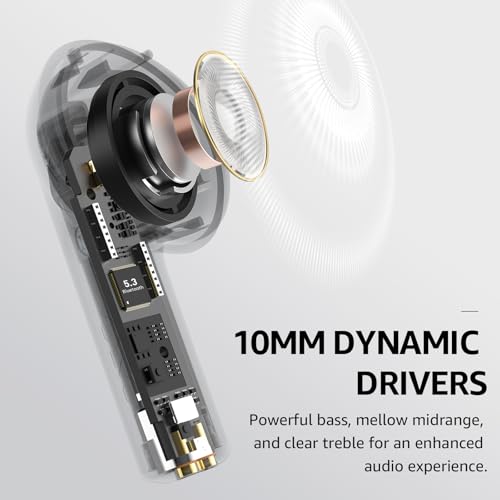 TOZO E2 Kopfhörer kabellos Bluetooth, 5.3 Bluetooth Kopfhörer, In Ear Kopfhörer mit APP Steuerung, 30 Std Tiefer Bass, 2 Mikrofone, Anruf Noise Cancelling Kopfhörer, Schwarz Bild 6