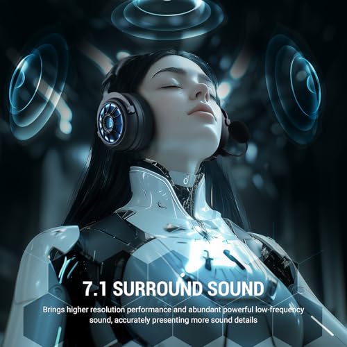 EKSA E5000BT Wireless Gaming Headset, Detachable Noise Canceling Microphone Bluetooth 5.3 Gaming Headphones 2.4GHz USB-C & USB Schnittstelle, 7.1 Surround Sound, für PC PS4 PS5 Mac Bild 2