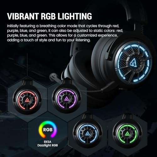 EKSA E5000BT Wireless Gaming Headset, Detachable Noise Canceling Microphone Bluetooth 5.3 Gaming Headphones 2.4GHz USB-C & USB Schnittstelle, 7.1 Surround Sound, für PC PS4 PS5 Mac Bild 3