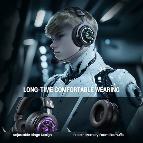 EKSA E5000BT Wireless Gaming Headset, Detachable Noise Canceling Microphone Bluetooth 5.3 Gaming Headphones 2.4GHz USB-C & USB Schnittstelle, 7.1 Surround Sound, für PC PS4 PS5 Mac Bild 7