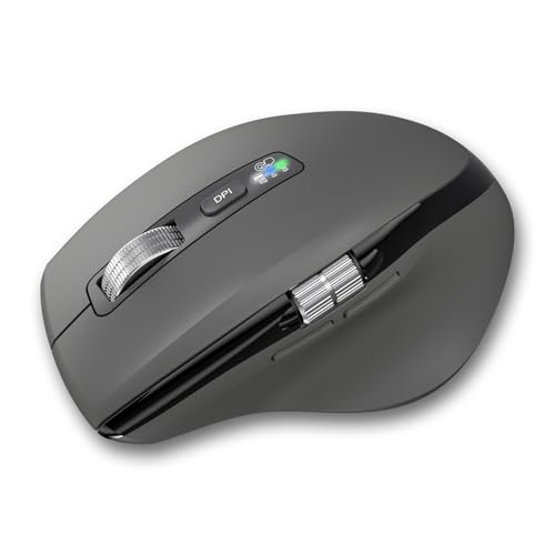 INFINMIND Kabellose Bluetooth-Maus mit Smart Flying Scroll, Daumenrad & ergonomischem Design, Leise 3-Geräte-Maus für Mac OS/Chrome/Linux/Android (Grau) Bild 1