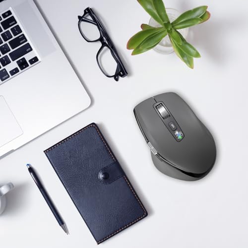 INFINMIND Kabellose Bluetooth-Maus mit Smart Flying Scroll, Daumenrad & ergonomischem Design, Leise 3-Geräte-Maus für Mac OS/Chrome/Linux/Android (Grau) Bild 5